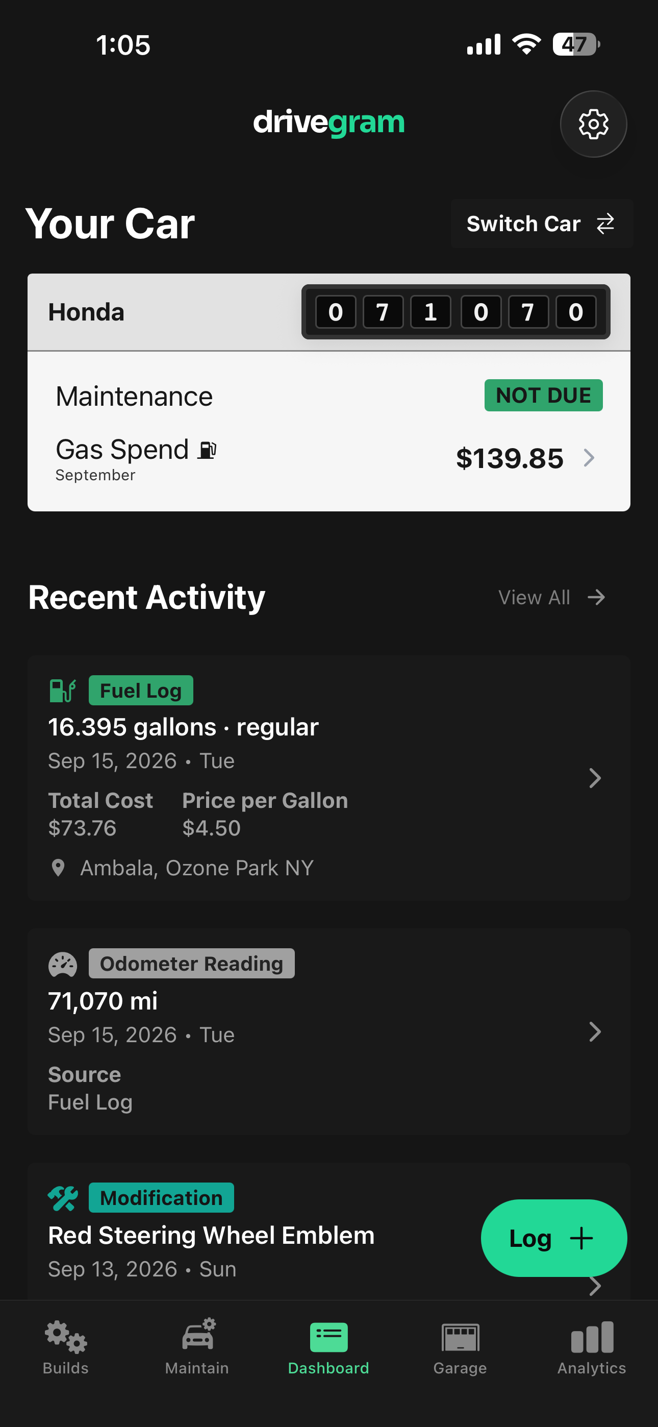 Drivegram app screen