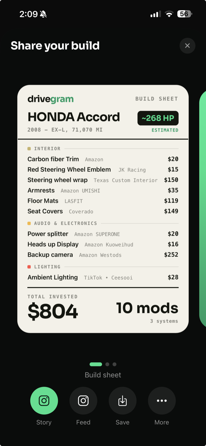 Drivegram app screen
